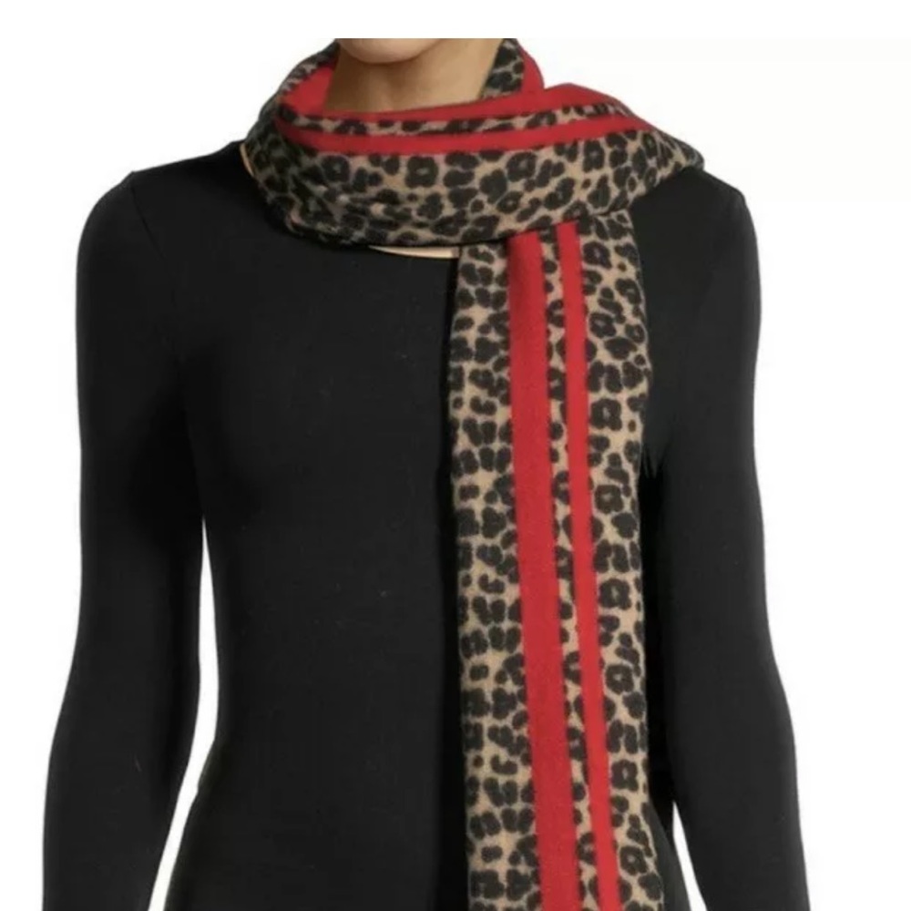Animal print women’s scarf red stripe soft new with tags